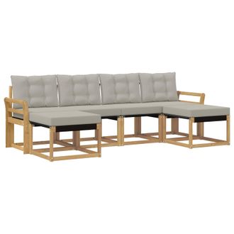 vidaXL Conjunto De Sof&aacute;s De Exterior 6 Pcs Blanco Y Gris Claro Vidaxl