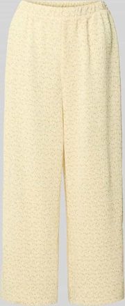 Pieces Regular Fit Culotte mit Allover-Muster Modell FLORA in Hellgelb, Gr&ouml;&szlig;e XS