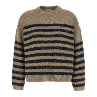 Brunello Cucinelli Dazzling Stripes Jumper - female - Brunello Cucinelli - Round-neck Knitwear - Multicolor - 2XS - Knitwear