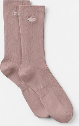 Alo | Half-Crew Understated Socks in Taupe, Size: Medium