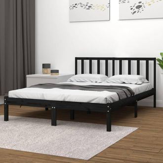 vidaXL Vidaxl - Estructura De Cama De Madera Maciza De Pino Negra 140x190 Cm