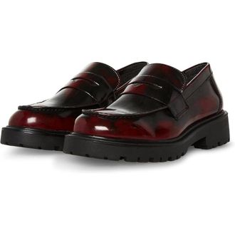 Steve Madden Lyris Loafers Womens Burgundy Lug Sole Moc Toe Shoes HTAT416