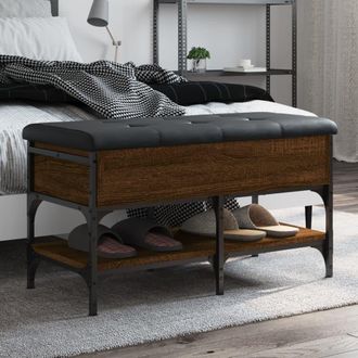 vidaXL Vidaxl - Banco Zapatero Madera De Ingenier&iacute;a Marr&oacute;n Roble 82x42x45 Cm