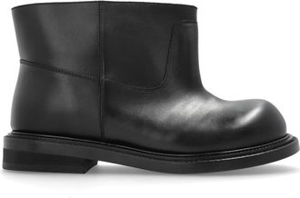Moschino Leren enkellaarzen - Dames - Enkellaarsjes - Zwart - 36 EU - Leer - Schoenen
