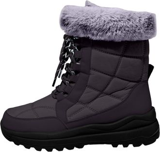 Generic Womens Mid Calf Winter Boots Slip Outdoor Booties with Thick Comfortable Platform Heel Casual Shoes for Cold Weather Warm Lined Boots(Grey, 5.5)