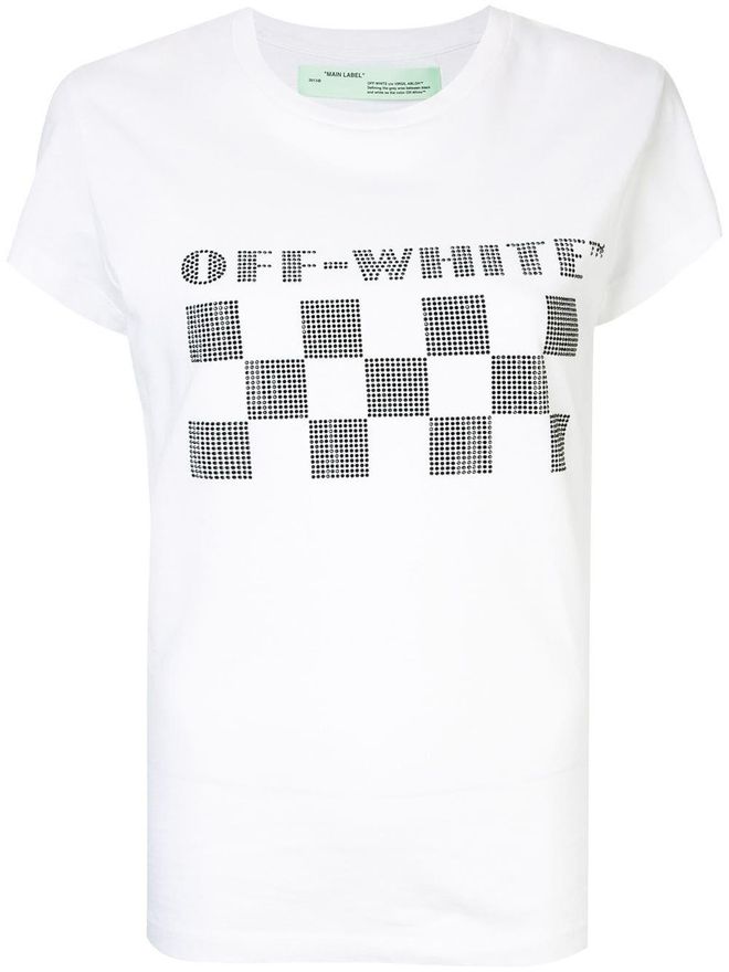 checkerboard logo T-shirt - women - Cotton - M