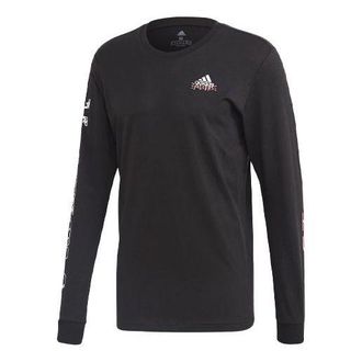 adidas Graffiti Printing Sports Round Neck Long Sleeves Black FN1717