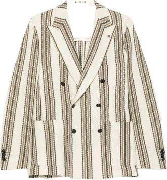 Tagliatore Dubbelrijige blazer met piek revers en strepen - Heren - Business blazers - Veelkleurig - M - Kostuums