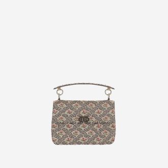 Valentino Garavani Womens Shoulder Bag Rose Gold-Black-Mekong Leather And Fabric Gold/black/mekong