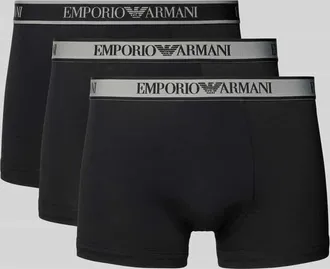 Emporio Armani Slim Fit Trunks mit Logo-Stitching im 3er-Pack in Black, Gr&ouml;&szlig;e XXL