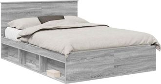 vidaXL Estructura De Cama Con Cabecera Gris Sonoma 160 X 200 Cm Vidaxl