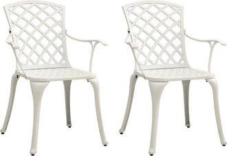 vidaXL Garden Chairs 2 pcs Cast Aluminum White 5574