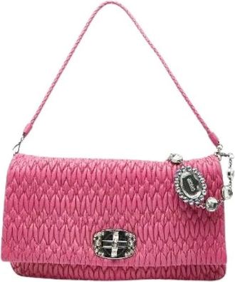 Miu Miu Pre-owned Shoulder Bags, female, Pink, Size: ONE SIZE Pre-owned Matelass&eacute; Bijoux Leather Shoulder Bag