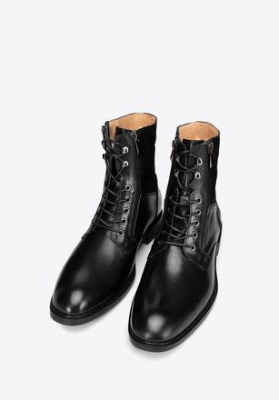 Wittchen Heren Zwarte Leren Enkellaarsjes