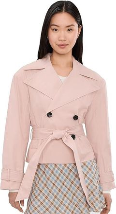 Avec Les Filles Cropped Belted Trench Coat Womens Jacket Petal : XS, Cotton/Polyester