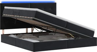 vidaXL Cama De Almacenamiento Led Con Colch&oacute;n Negro 200 X 200 Cm Vidaxl