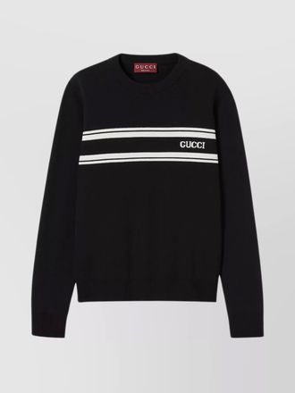 Gucci silk blend logo intarsia crewneck sweater