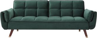 VENTE-UNIQUE.COM Sof&aacute; cama terciopelo 3 plazas verde 211x90cm