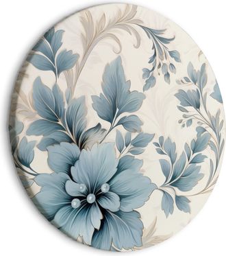 OEM Imagen Redonda - Flores Turquesas En Un Estilo Retro De Adornos Florales / Flores Ornamentales Retro Turquesas