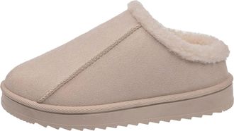 Generic Fluffy Slippers for Women Warm Winter Memory Foam Slippers Ladies House Faux Suede Comfortable Soft Fleece Lined Slipper Womens Anti-Skid Rubber Sole 