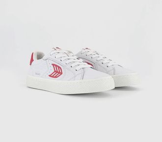 Cariuma Womens Cariuma Salvas Sneaker White Jazzy Pink Leather Lifestyle Shoes HAWK2244