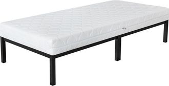 ML Design Ml-design - Cama De Estructura Metalica Negra 90x200 Cm Sobre Marco De Acero Inoxidable Con Colch&oacute;n De Espuma Fr&iacute;a 16cm De Altura Con Certificaci&oacute;n Oe