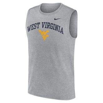 Nike West Virginia Primetime Arch Legend Nike Mens Dri-FIT College Muscle Tank Top in Grey | 01B306GWVN-G1M