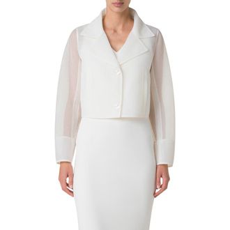 Akris Alice Techno Grid Double Layer Crop Jacket in Pure White at Nordstrom Rack, Size 2