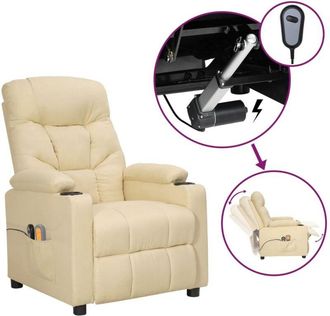 vidaXL Poltrona Massaggiante Elettrica Crema in Tessuto - Vidaxl