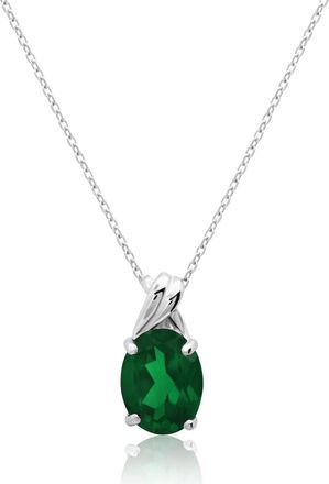 MAX + STONE 14k Yellow or White Gold Gemstone Oval Pendant Necklace with Drop Twist Setting