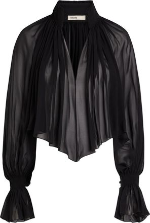 Khaite Durer Pleated Silk Blouse - Black - M (UK12 / M)