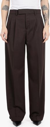 BRIGLIA 1949 Pantaloni doppia pinces in lana marrone