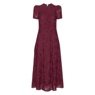 Rotate ROTATE Birger Christensen, Maxi Dresses, female, Red, Size: XS Flower Mesh Flared Dress