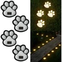 OEM Juego De 4 Luces Solares Para Exteriores, Luces Led C&aacute;lidas Con Forma De Huellas De Perro, Ideales Para Jardines, Caminos, Decoraci&oacute;n De Interiores Y 
