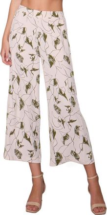 Melloday Crepe Wide Leg Pants in Bone Olive Abstract at Nordstrom Rack, Size X-Small