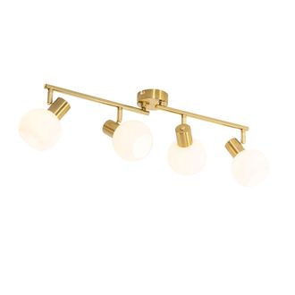 QAZQA Foco dorado con cristal opal y 4 luces orientables