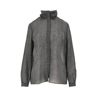 Emporio Armani Camisa de sat&eacute;n con estampado de cuadros - Blouses & Shirts - Mujer - Negro - L
