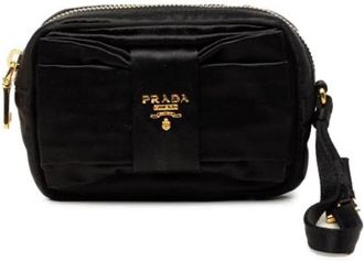Prada Pre-owned Satin Pouch - Dames - Vintage Tassen - Zwart - ONE Size - Satijn - Vintage