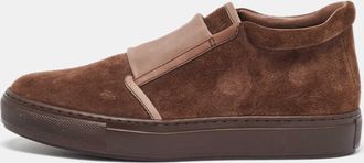 Giorgio Armani Brown Suede And Leather Slip On Sneakers