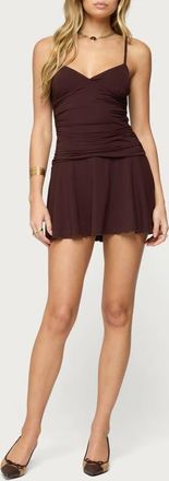Edikted Deborah Ruched Minidress in Brown at Nordstrom, Size X-Small