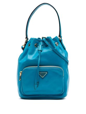 Prada 2000-2013 Mini Soft Calf Drawstring bucket bag - women - Calf Leather - One Size - Blue