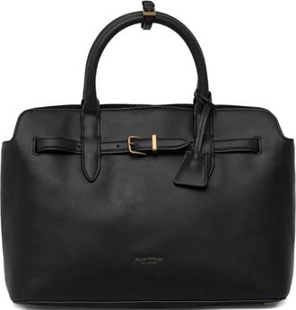 Marc O'Polo Medium shopper met logodetail - Zwart