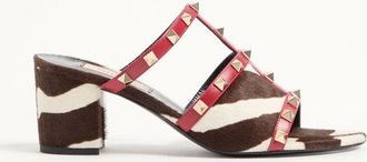 Valentino Garavani Rockstud Slide Sandal In Pony-Effect Calfskin 60Mm Wo