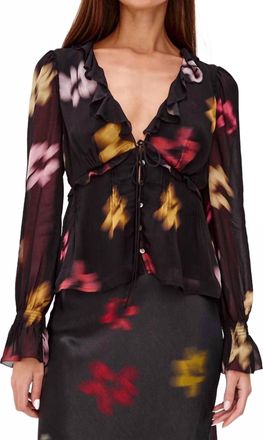 Rails Alixa V-Neck Top In Onyx Blurred Floral
