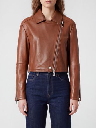 Sportmax Giacca corta in pelle con frange e chiusura asimmetrica