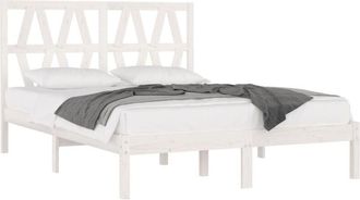 vidaXL Vidaxl - Estructura Cama Doble Peque&ntilde;a Sin Colch&oacute;n Madera Maciza Blanco