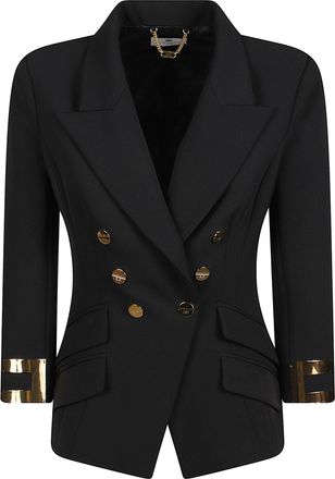 Elisabetta Franchi Structured 3/4 Sleeve Jacket with Double-Breasted Front