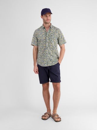 Lerros Kurzarmhemd LERROS Sommerlich bedrucktes Halbarmhemd, Herren, Gr. S, Normalgr&ouml;ssen, gelb (mango), 100% Baumwolle, Hemden Kurzarmhemd