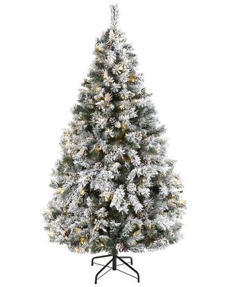 Nearly Natural 6ft Flocked White River Mountain Pine Artificial Christmas Tree