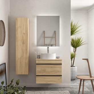 Cygnus Bath Mueble De Ba&ntilde;o Born 60 Cm Roble Con Perfil De Tirador Con Lavabo Posar